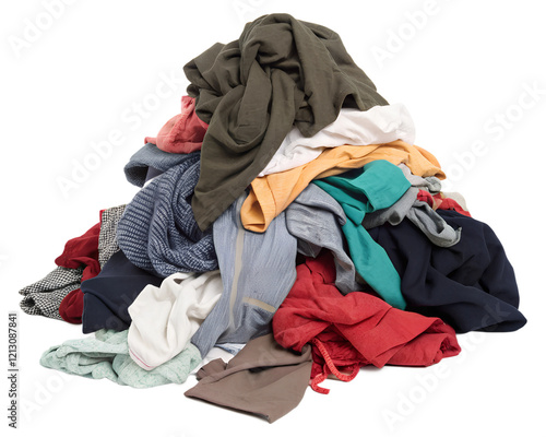 pile of dirty clothes, soft focus isolated on the transparent background