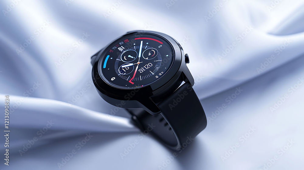 A premium fitness smartwatch with advanced health tracking on a white background A premium fitness smartwatch with advanced health tracking on a white background