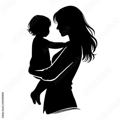 Mother Holding Child Silhouette