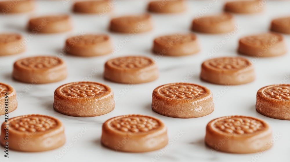 Caramel candies arranged on marble surface. Caramel candies arranged on marble surface.