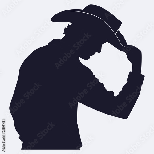 a cowboy tipping his hat silhouette vector design art and illustration