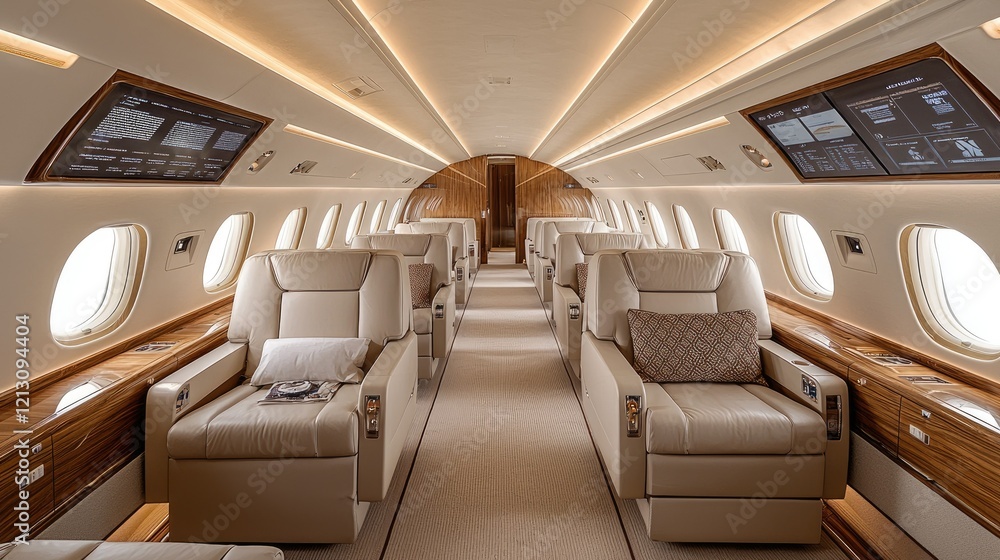 Naklejka premium Luxurious Private Jet Airplane Interior Cabin