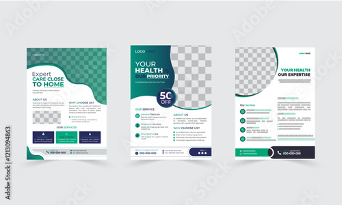 Corporate medical flyer design template healthcare A4 flyer or poster layout medical industry promotion print ready template vector