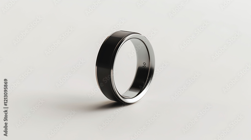 A smart ring with a minimalist design and app connectivity on a white background A smart ring with a minimalist design and app connectivity on a white background