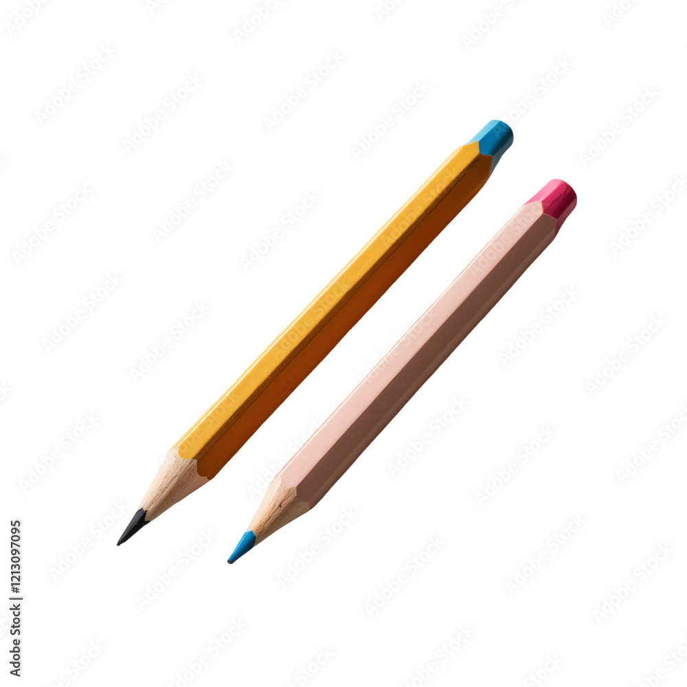 Yellow and Peach Pencils Isolated on Transparent Background Yellow and Peach Pencils Isolated on Transparent Background