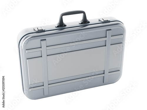 Metal briefcase on transparent background. 3D illustration