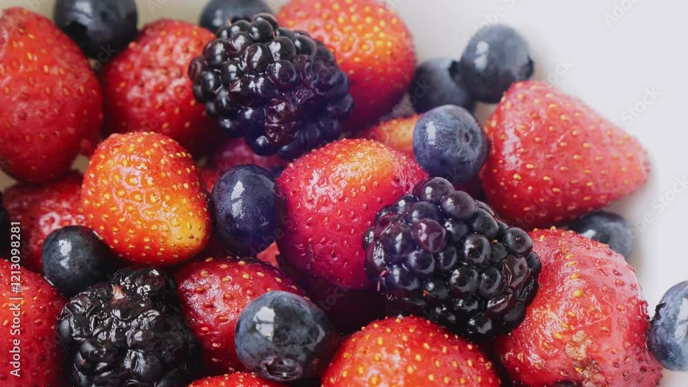 Berries Strawberries blackberries blueberries juicy bright rotating in a circle. Medium plan Berries Strawberries blackberries blueberries juicy bright rotating in a circle. Medium plan
