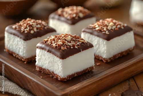 Wallpaper Mural Delicious Semifreddo Dessert Bars with Chocolate Topping and Almond Slivers Torontodigital.ca