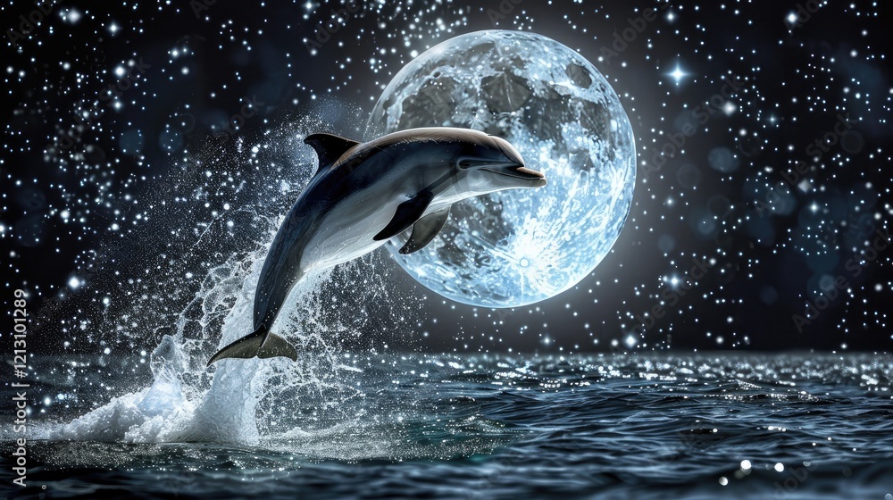 Fototapeta premium A beautiful dolphin jumping out of the water