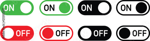 Power On Off Button icon in flat line set. vector for apps or web Energy switch Power turn on, off symbol, shutdown Press start sign isolated on transparent background circle symbol Electric power