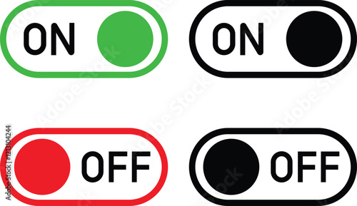 Power On Off Button icon in flat line set. vector for apps or web Energy switch Power turn on, off symbol, shutdown Press start sign isolated on transparent background circle symbol Electric power