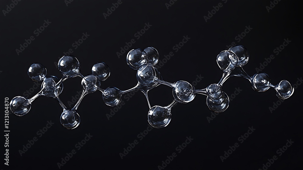 Molecular connections and atomic bonds visible in transparency against black Molecular connections and atomic bonds visible in transparency against black