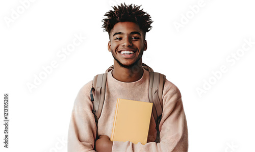 A young student isolated on a transparent background.