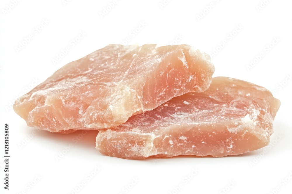 Close up of two chunks of raw pork fat on white background Close up of two chunks of raw pork fat on white background