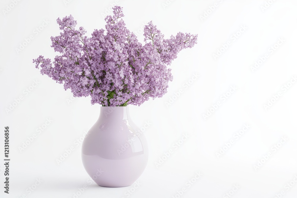 Coffee table in living room features a magazine and lilac flowers in a vase Coffee table in living room features a magazine and lilac flowers in a vase