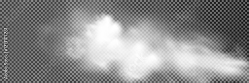 Fog or smoke isolated transparent special effect. White vector cloudiness, mist or smog background. Vector illustration	