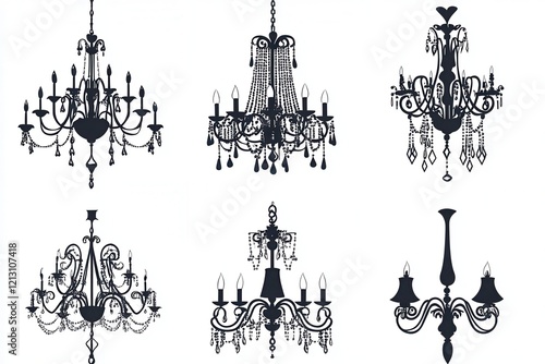 Collection of diverse chandelier shapes standalone vector image