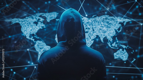 Hacker are planning to hack and attack networks and cyber security systems.team people innovation connection of line from nail node to node on map background , networking concept