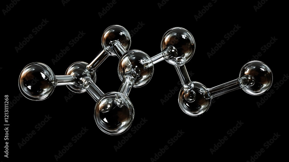 Transparent molecular structure with visible atomic bonds on dark background Transparent molecular structure with visible atomic bonds on dark background