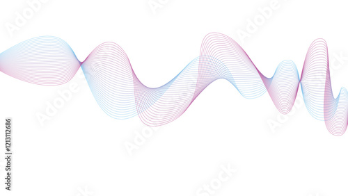 Vector curvy abstract line art wavy flowing dynamic pink, blue, green in concept music or sound, wave, wind, information flow	