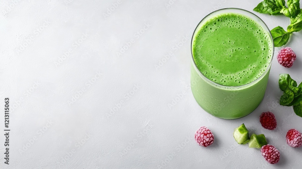 Green smoothie with raspberries and cucumber. Healthy drink recipe Green smoothie with raspberries and cucumber. Healthy drink recipe