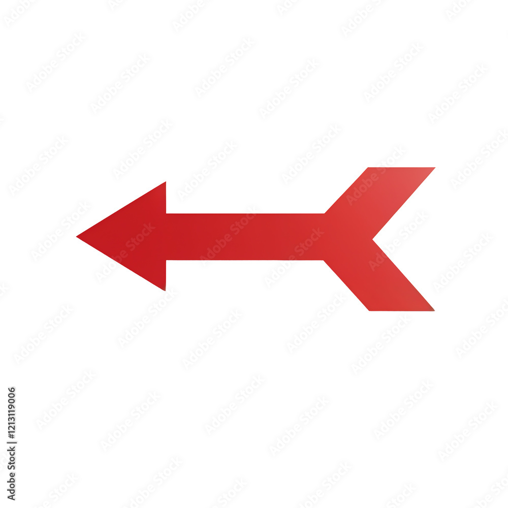 Minimalist Red Left Arrow Isolated on Transparent Background. Minimalist Red Left Arrow Isolated on Transparent Background.