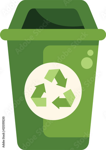 Green recycling bin displaying the universal recycling symbol, encouraging responsible waste management