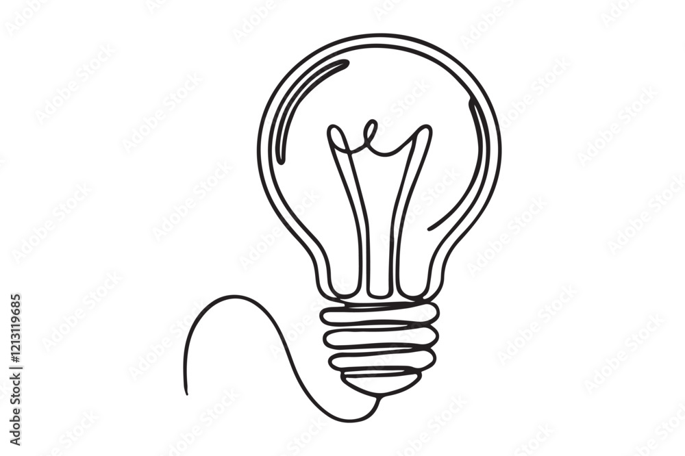 One continuous single line hand drawing of big lamp One continuous single line hand drawing of big lamp