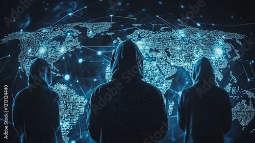 Hacker are planning to hack and attack networks and cyber security systems.team people innovation connection of line from nail node to node on map background , networking concept