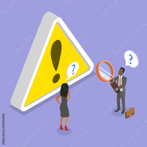 3D Isometric Flat Vector Illustration of Risk Identification, Problem-Solving Techniques In Action