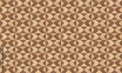 Fotografi Wooden marquetry can be patterns created from the combination of pine, bamboo an