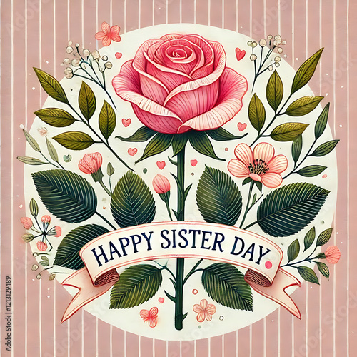 National Sisters Day card Template ,for background, banner, card, poster, placard, design template with unique shapes with standard color.
 photo