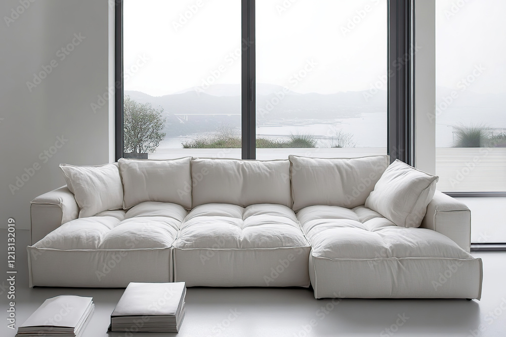 Fototapeta premium Comfortable modern couch near the window