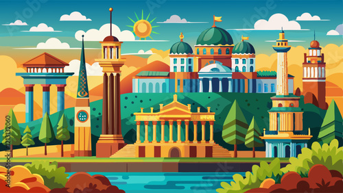 landmark of germany on nature background