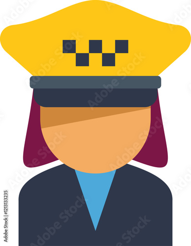 Faceless taxi driver wearing a traditional taqiyah cap in a simple icon style