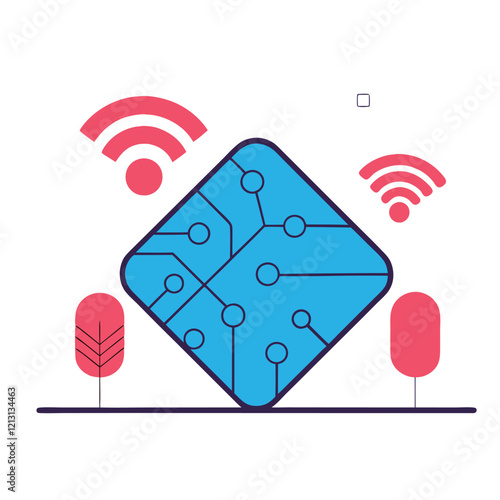 Futuristic 6G Network: High-Speed Data Transmission, Circuit Board Design, Abstract Technology      