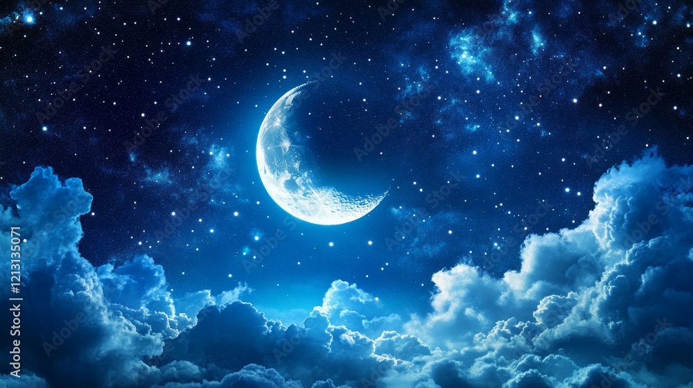 starry sky and crescent starry sky and crescent