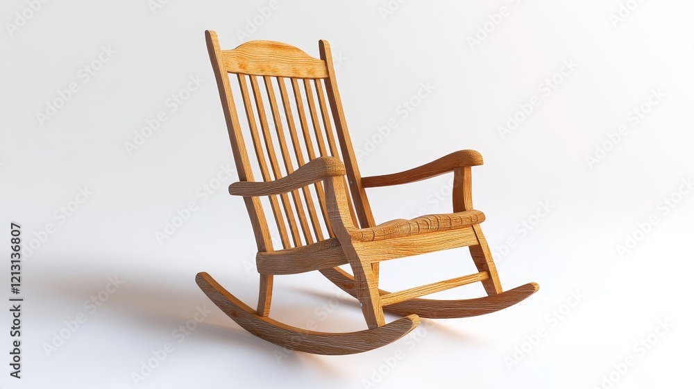 Wooden rocking chair isolated on white background. 3D illustration. Wooden rocking chair isolated on white background. 3D illustration.