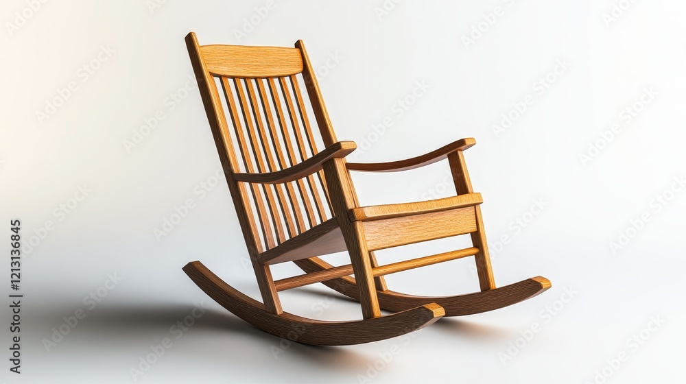 Wooden rocking chair isolated on white background. 3D illustration. Wooden rocking chair isolated on white background. 3D illustration.