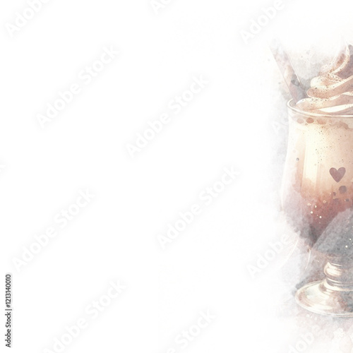 brown watercolor abstraction on white paper. Grunge background. Retro, Vintage