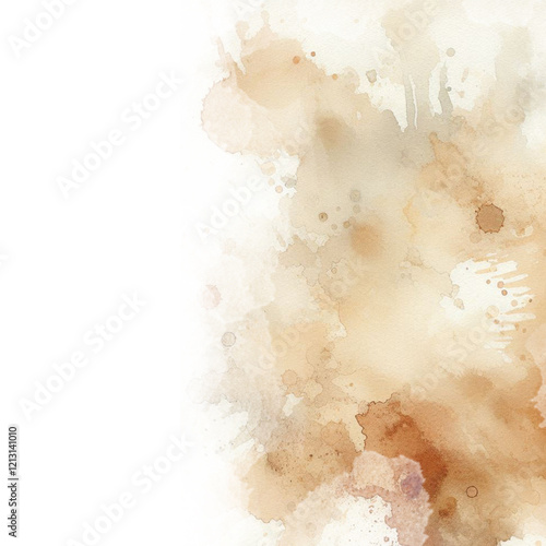 brown watercolor abstraction on white paper. Grunge background. Retro, Vintage