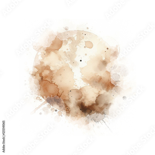brown watercolor abstraction on white paper. Grunge background. Retro, Vintage