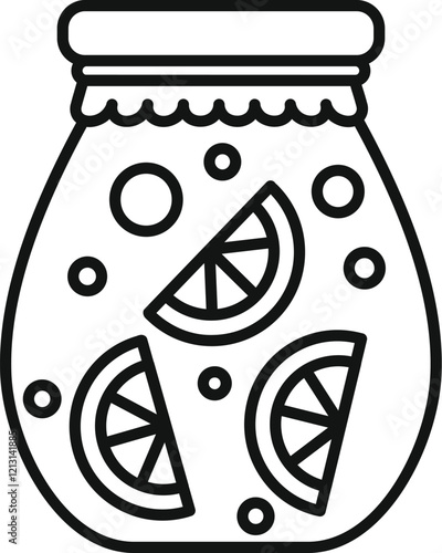 Glass jar with sliced citrus fruits preserved for making refreshing lemonade