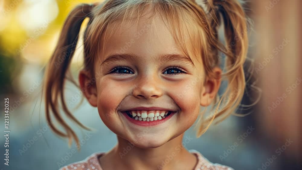 Joyful girl expressing pure happiness with bright smile in sunlit outdoor setting Joyful girl expressing pure happiness with bright smile in sunlit outdoor setting