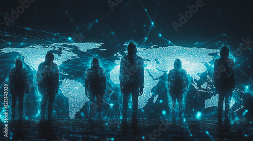 Hacker are planning to hack and attack networks and cyber security systems.team people innovation connection of line from nail node to node on map background , networking concept