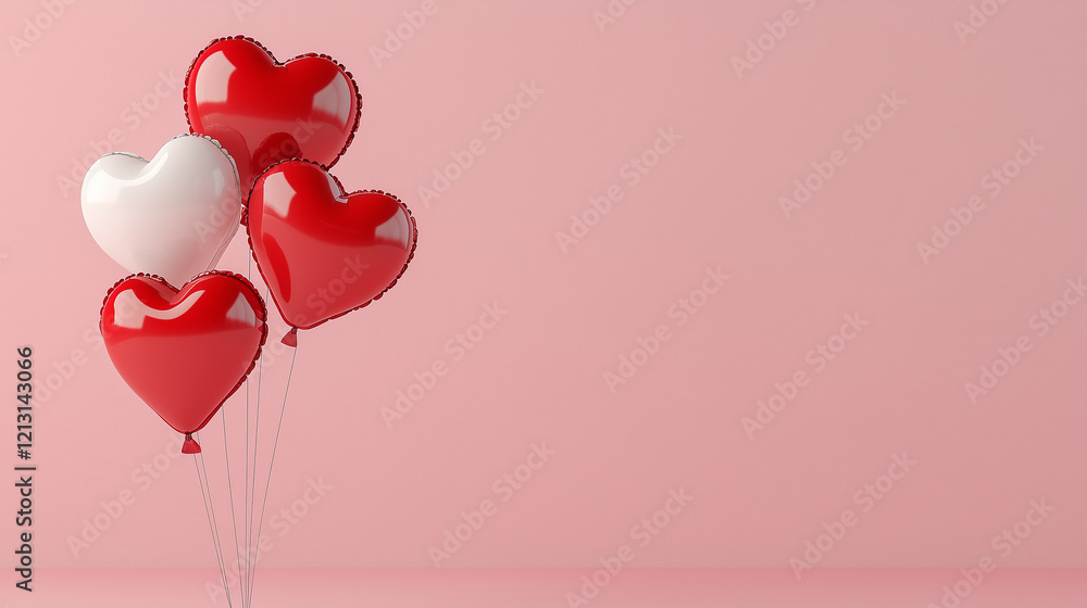 sorted heart shaped balloons on pink background, red, pink and white balloons for valentine's day sorted heart shaped balloons on pink background, red, pink and white balloons for valentine's day