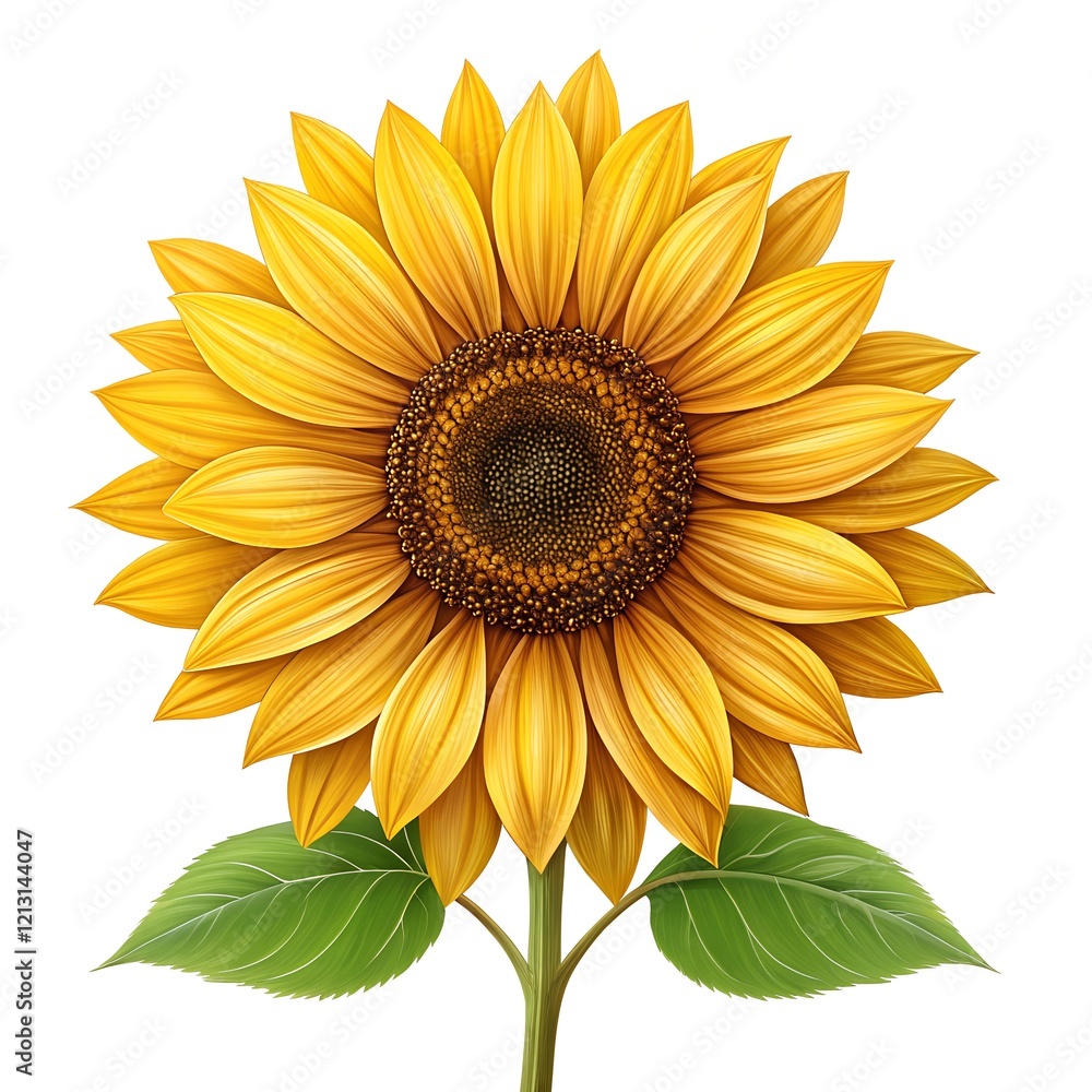 Fototapeta premium A beautiful sunflower isolated on a white background.
