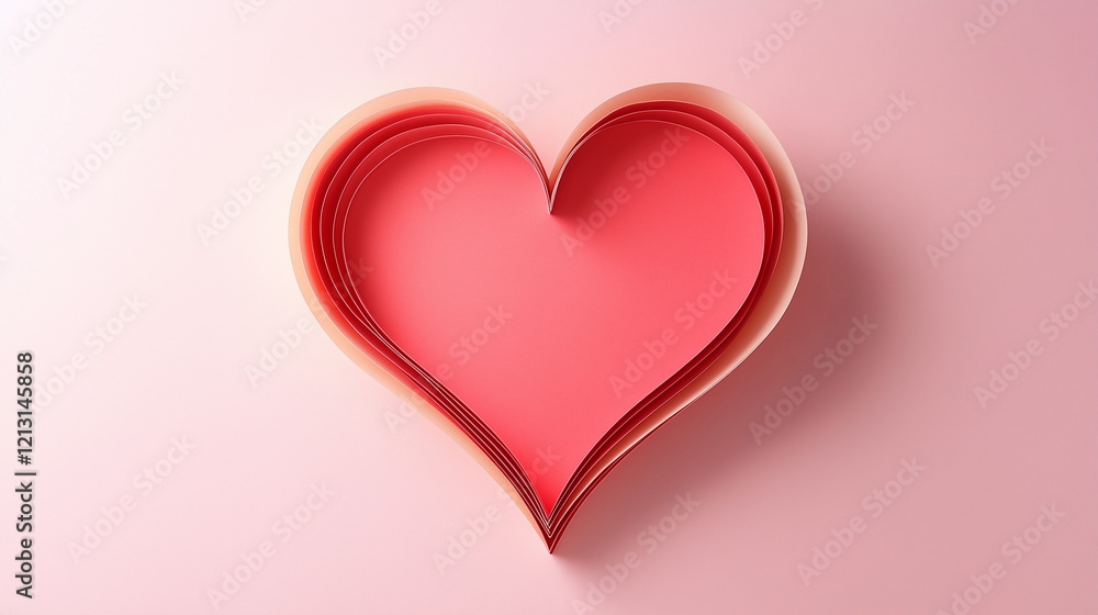Paper Craft of Multi Layered Red Love Heart Speech Bubble on Red Background, room for text Paper Craft of Multi Layered Red Love Heart Speech Bubble on Red Background, room for text