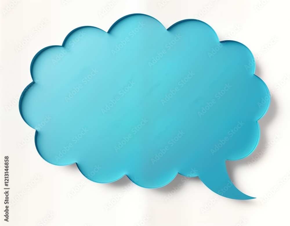 Light blue speech bubble isolated white background. Blank cloud shape graphic. Suitable communication sign chat balloon. Great for social media illustrations. Versatile design. Useful for web design