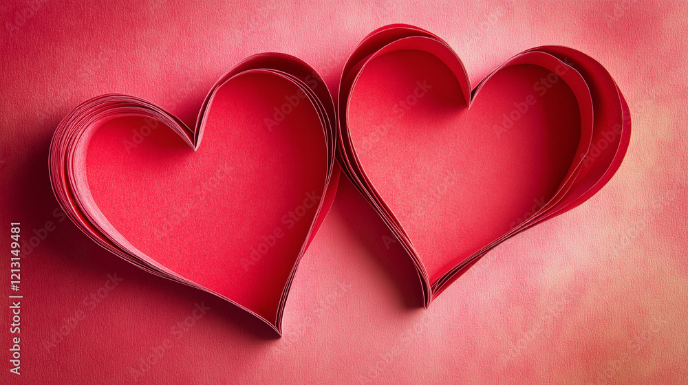 paper hearts on pink background, valantine's day paper hearts on pink background, valantine's day